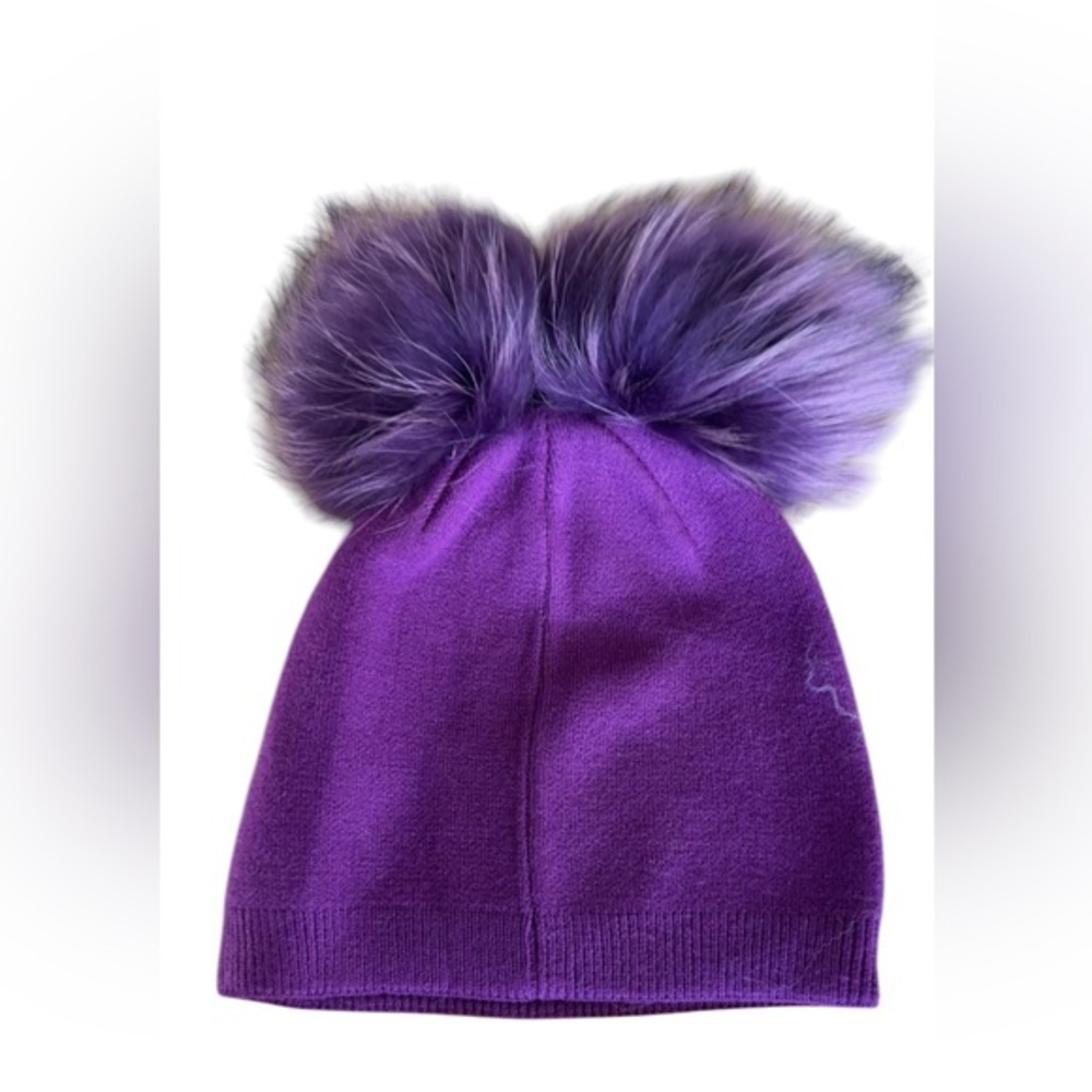 Purple Color Double Pom Beannie